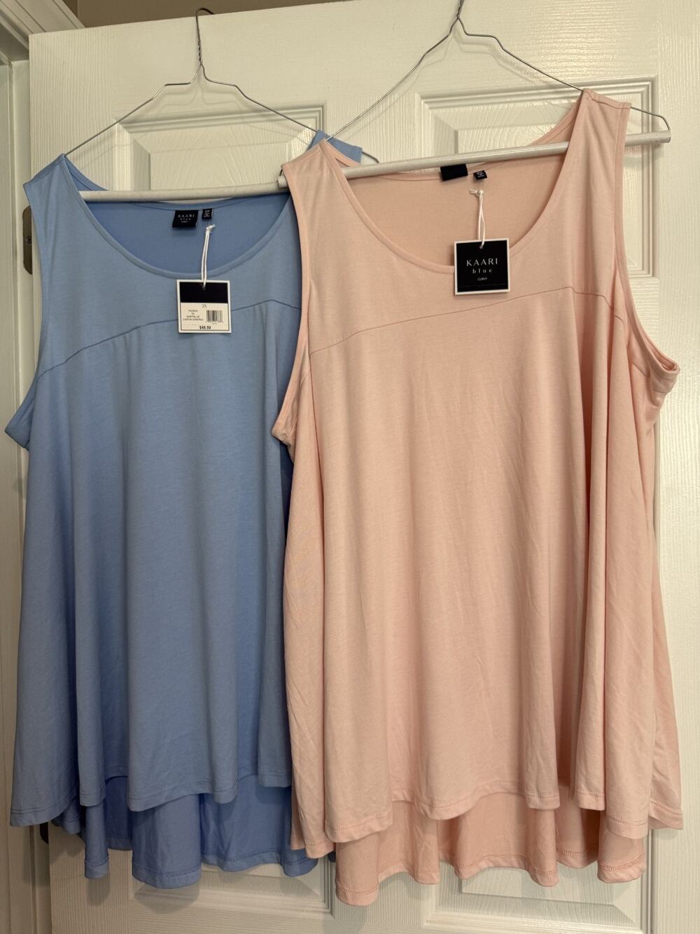 NWT Lot of 2 Kaari Blue Curvy Pink and Blue Swing Tunic Tank Size 2X Modal Blend
